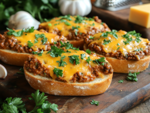 Cheesy Garlic Bread Sloppy Joe Melts