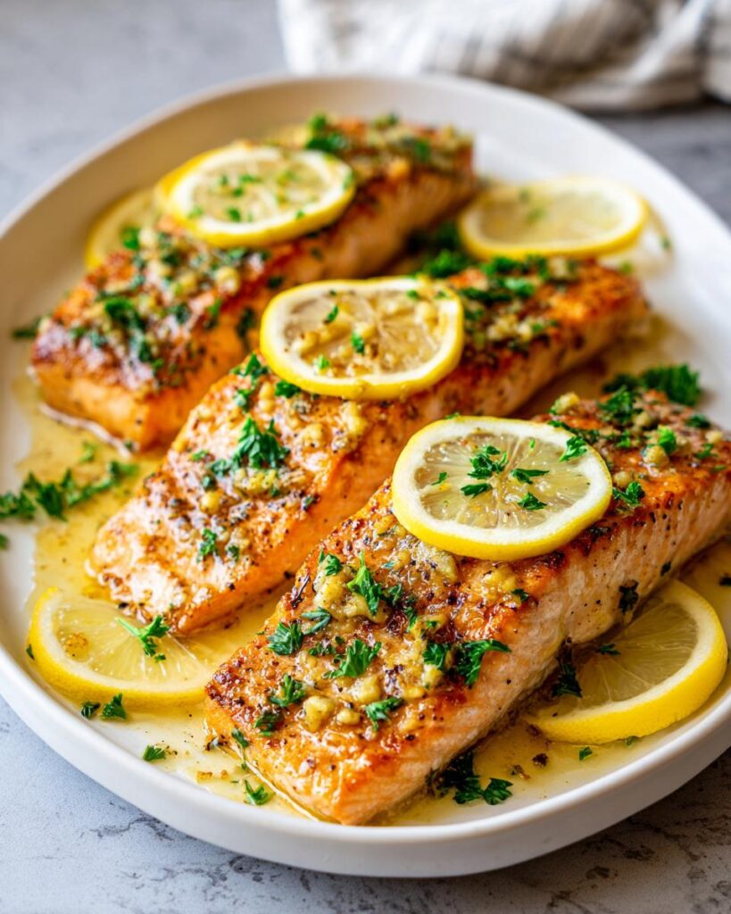 Baked Garlic Butter Salmon with Lemon