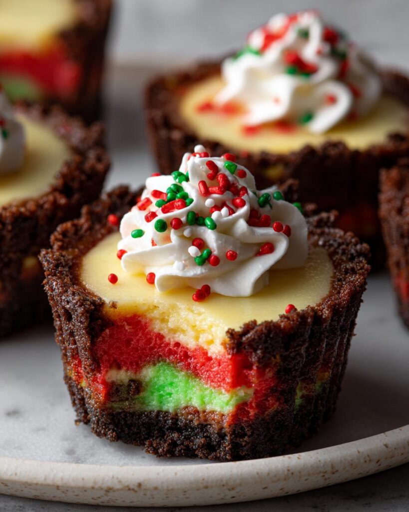 Mini Christmas Cheesecakes with Oreo Crust