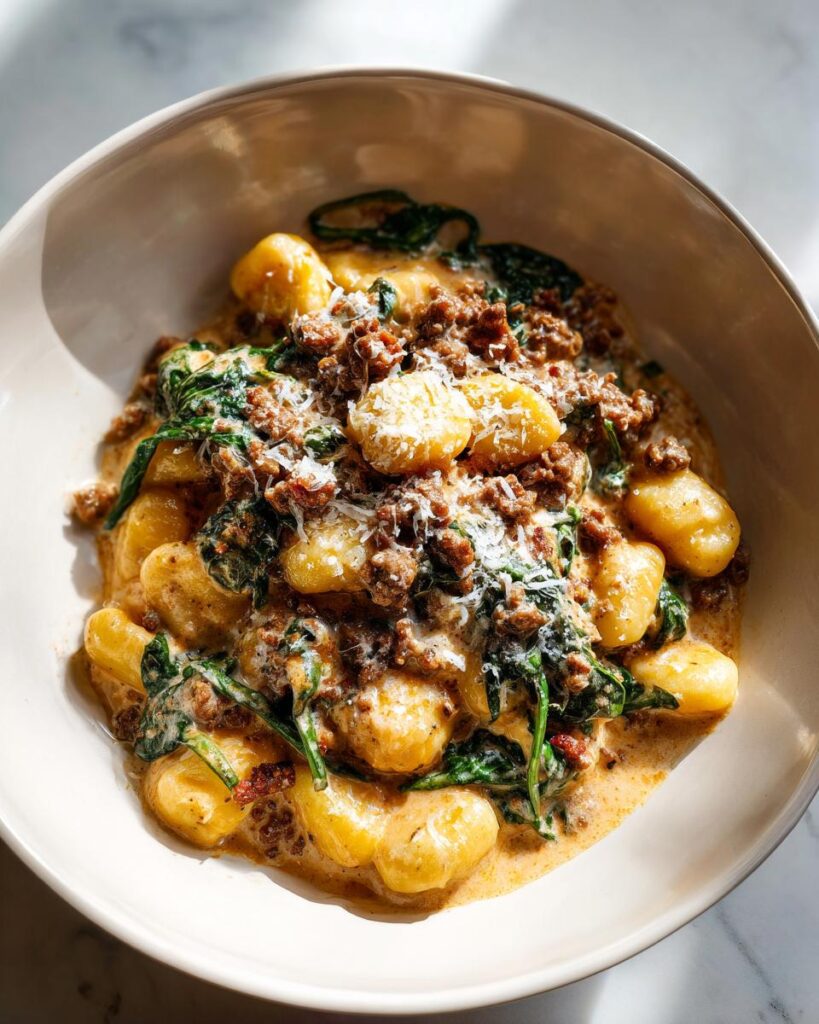 One-Pan Creamy Sausage and Spinach Gnocchi