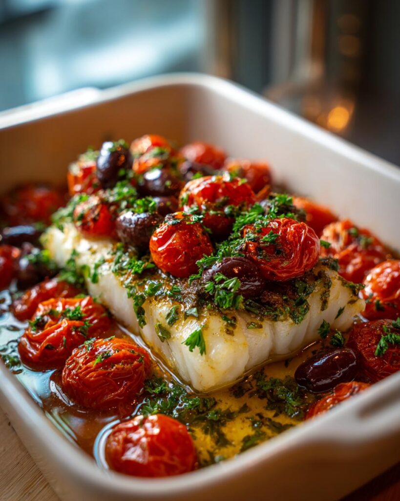 Oven-Roasted Cod with Tomatoes & Olives