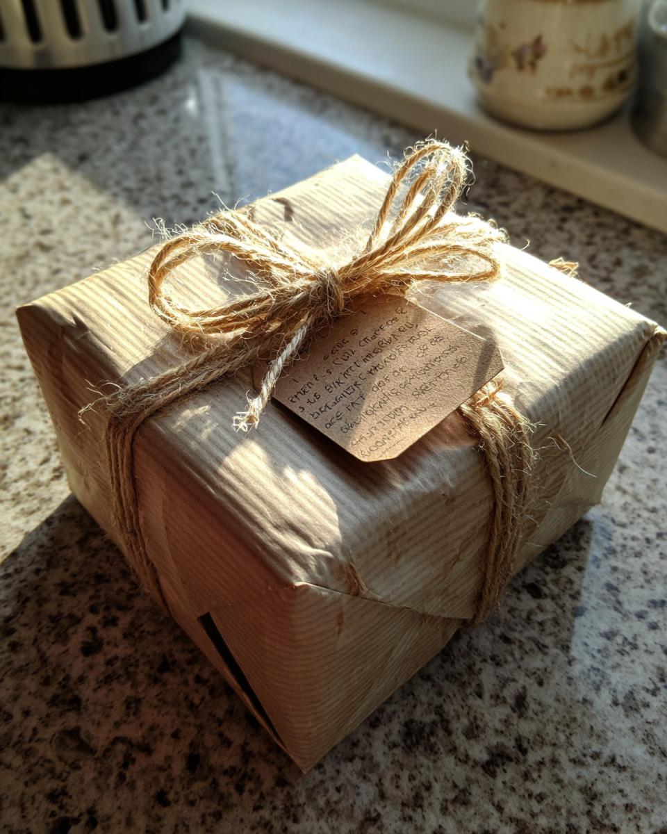 A neatly wrapped gift box tied with twine, featuring a handwritten gift tag, perfect for budget-friendly gift ideas.