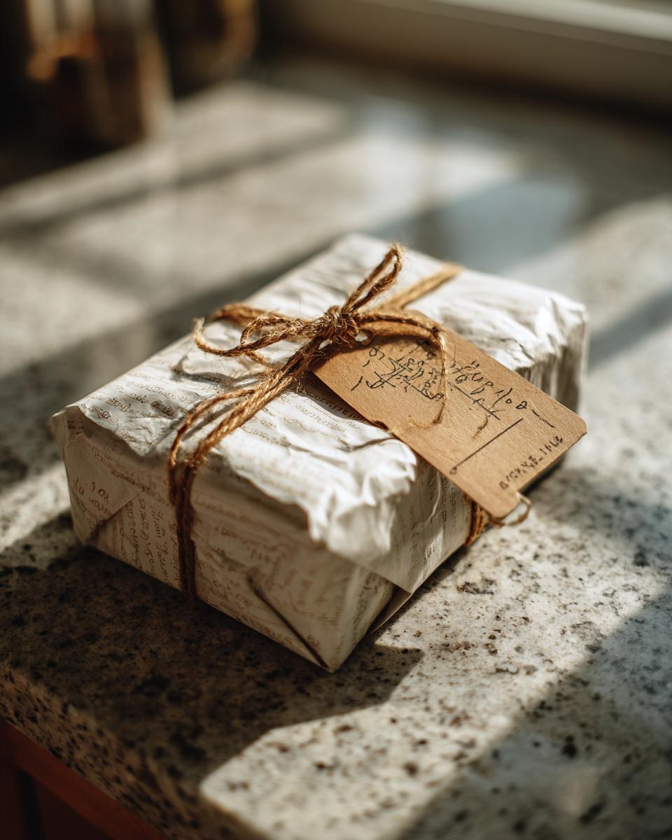 A beautifully wrapped present with twine and a handwritten tag, showcasing budget-friendly gift ideas.