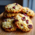 Close-up of delicious Christmas Cranberry Orange Cookies, featuring dried cranberries and hints of orange zest.