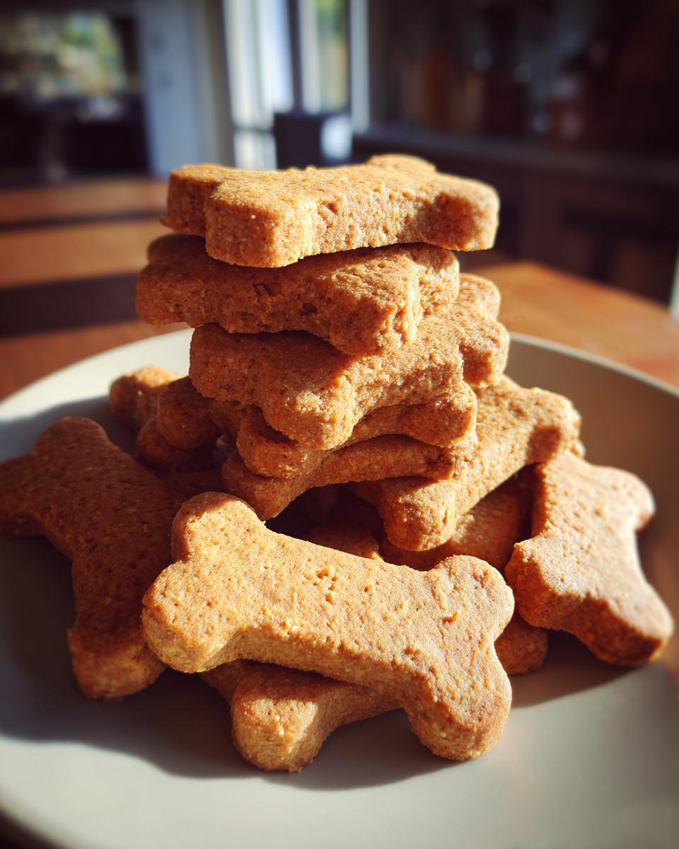 A pile of bone-shaped homemade dog treats, perfect for DIY Pet Treat Gifts for Dog Lovers.