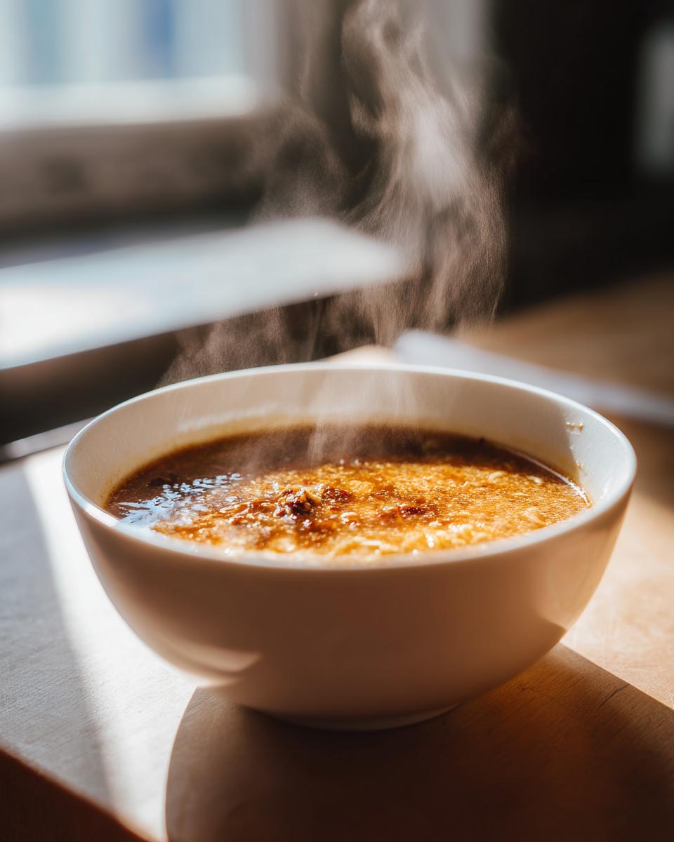 A steaming bowl of Garlic Miso Ramen-Inspired Broth, a delicious and flavorful broth.