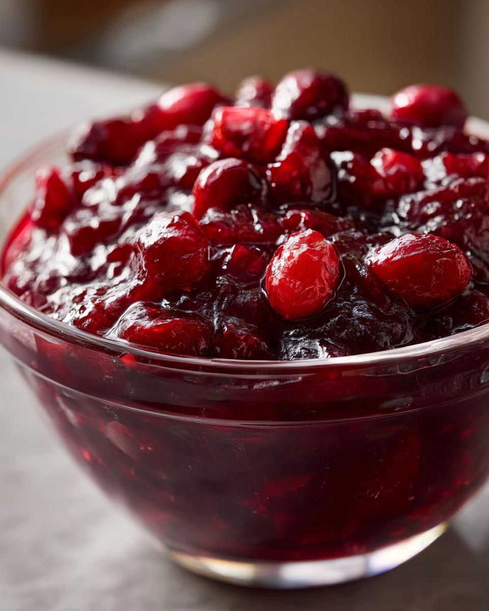 Close-up of a bowl of delicious Homemade Cranberry Sauce, perfect for the holidays.