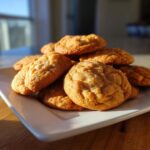A stack of delicious Soft-Baked Maple Brown Sugar Cookies on a white plate, perfect for dessert.