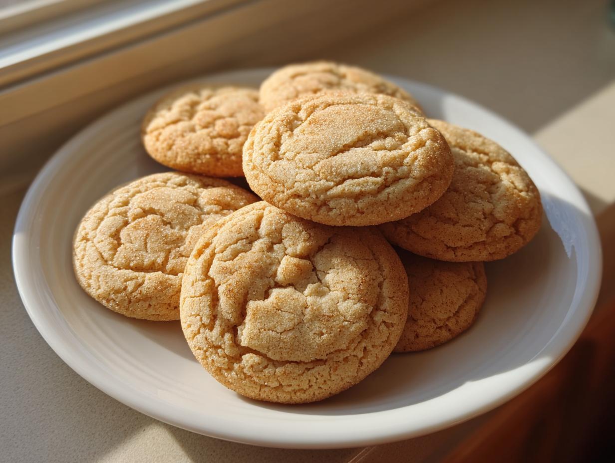 Pile of soft-baked Maple Brown Sugar Cookies on a white plate, perfect for a treat.