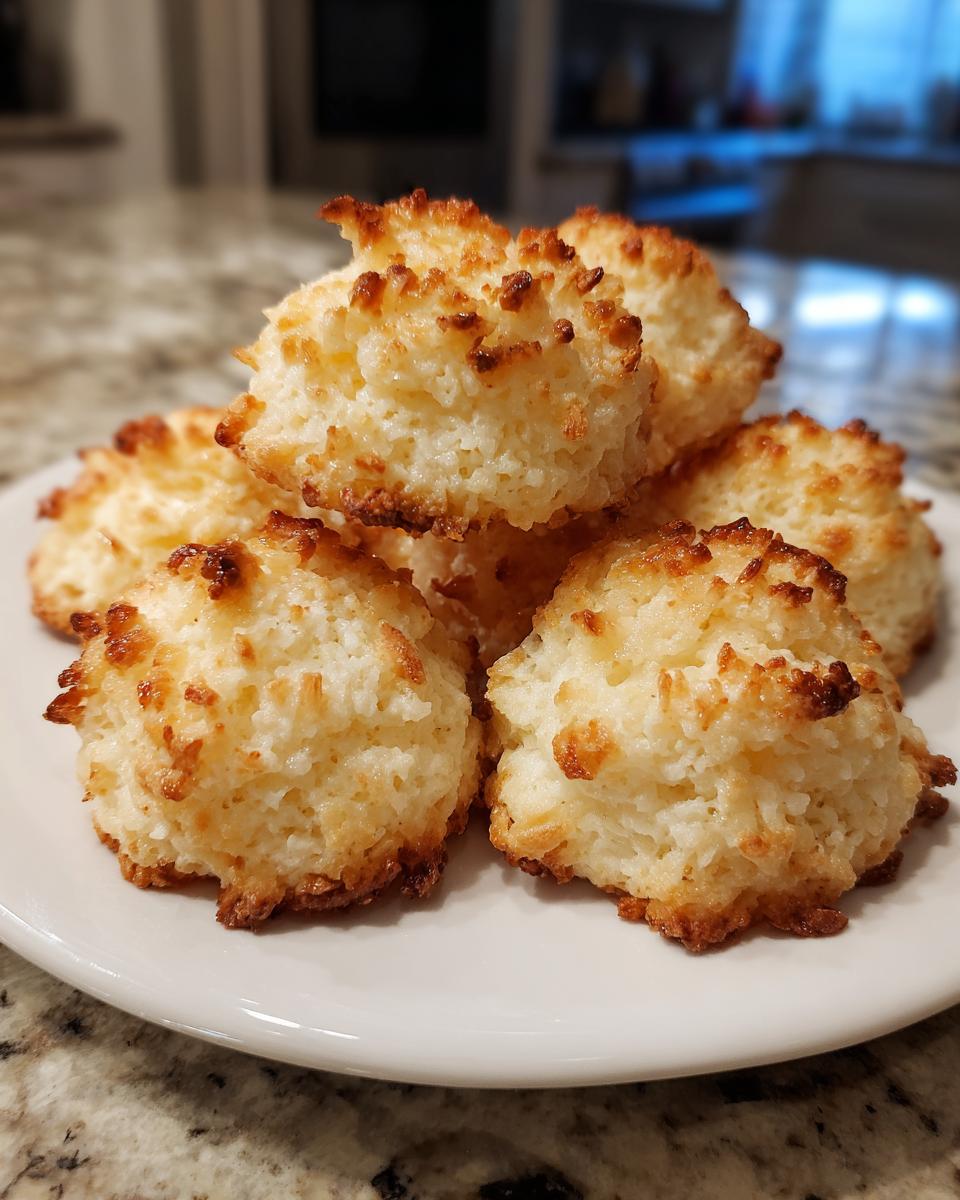 A stack of golden brown whipped shortbread cookies on a white plate, showcasing their textured tops.