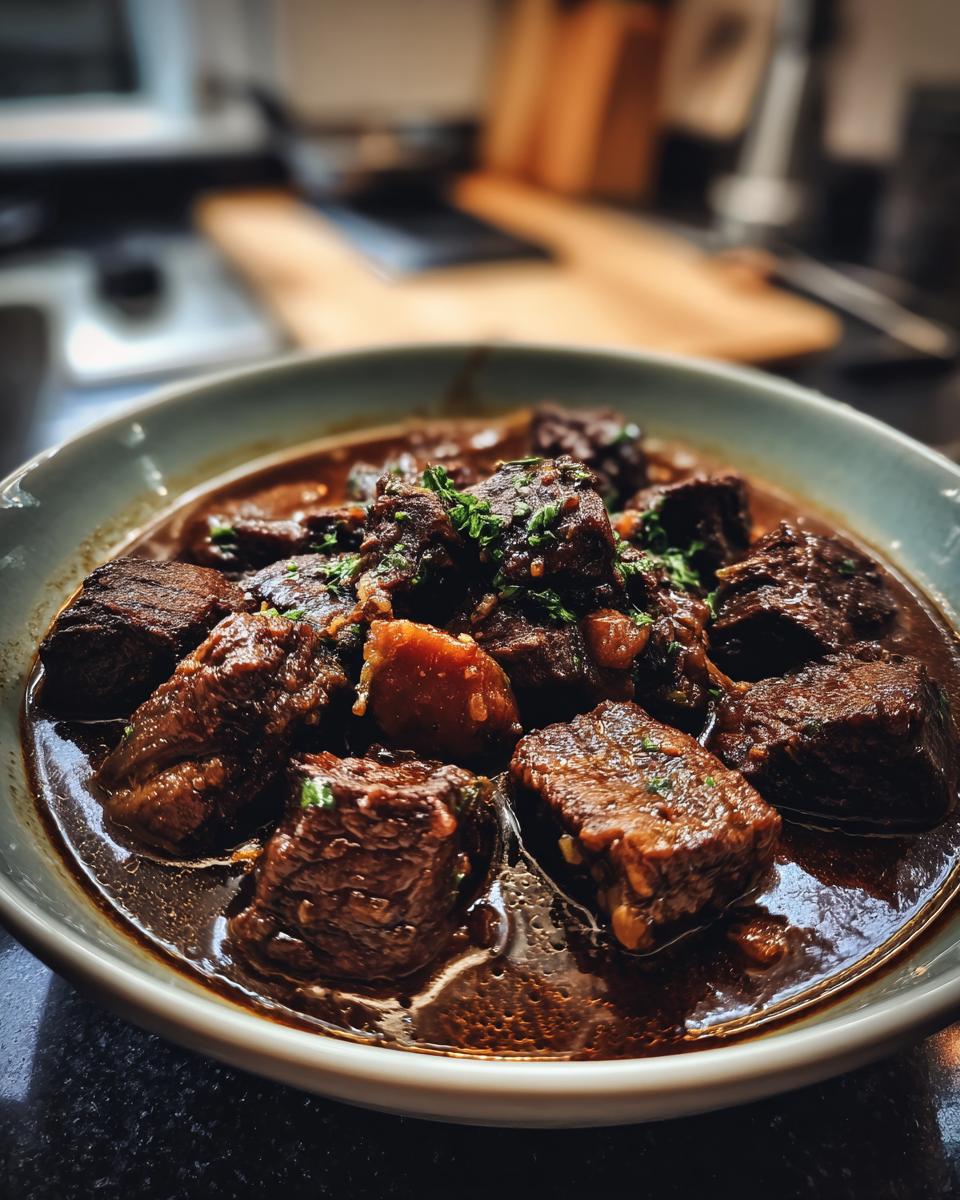 Close-up of a bowl filled with Carne Guisada, a traditional Mexican beef stew.