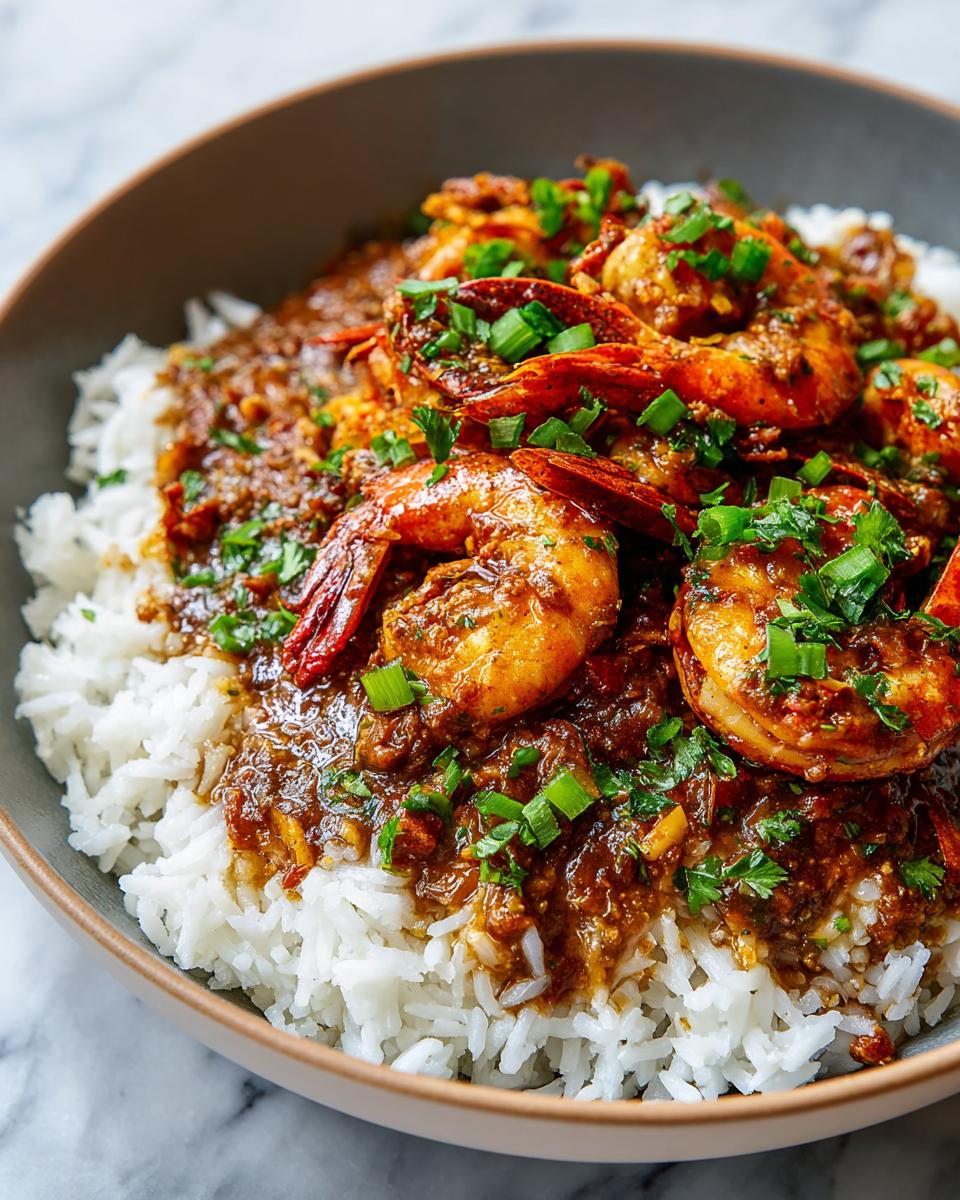 Glorious Crawfish Etouffee: A Rich Cajun Treat 4 Close-up of Crawfish Etouffee served over white rice, garnished with green onions. A flavorful Cajun dish.