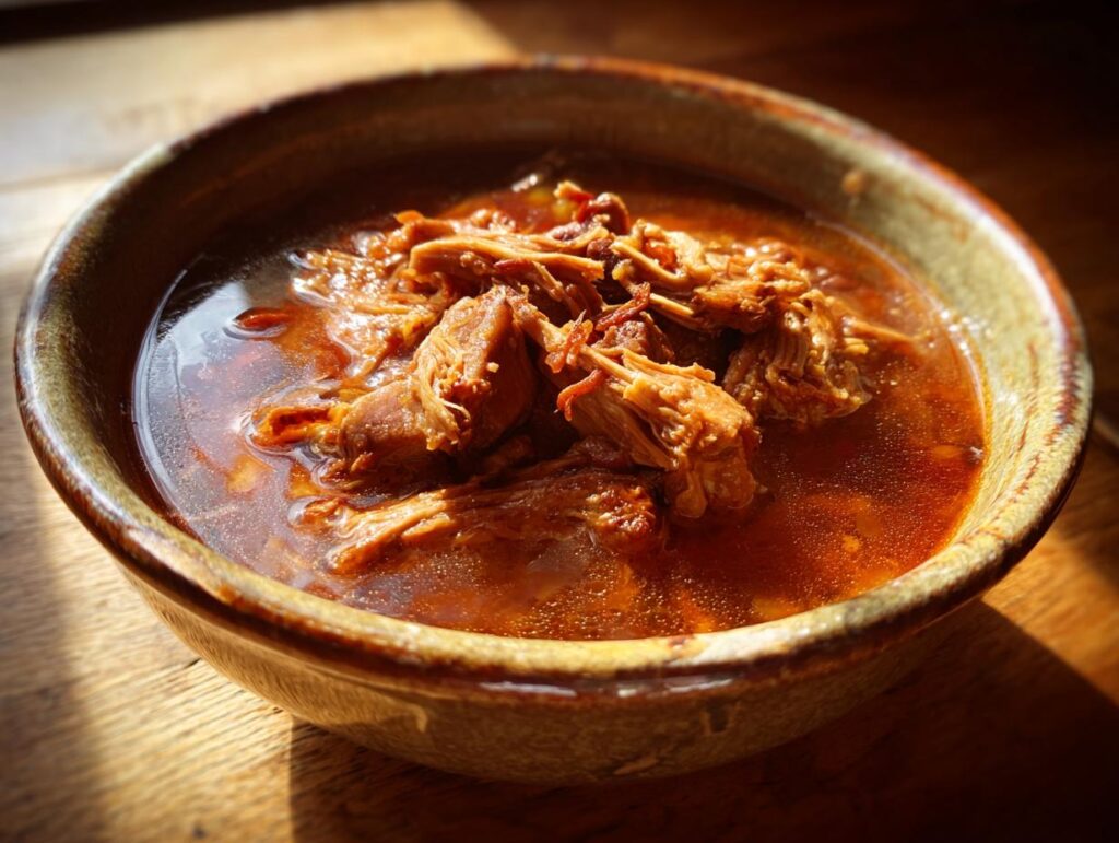 Close-up of a bowl of delicious Oxtail Soup, a comforting and flavorful dish.