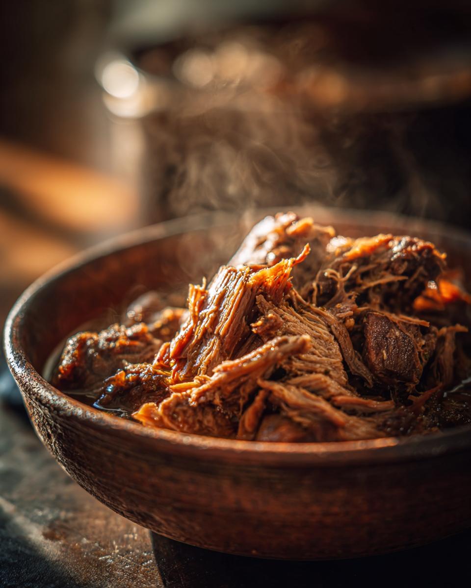 Close-up of a bowl of steaming Oxtail Soup, showing tender meat and rich broth.