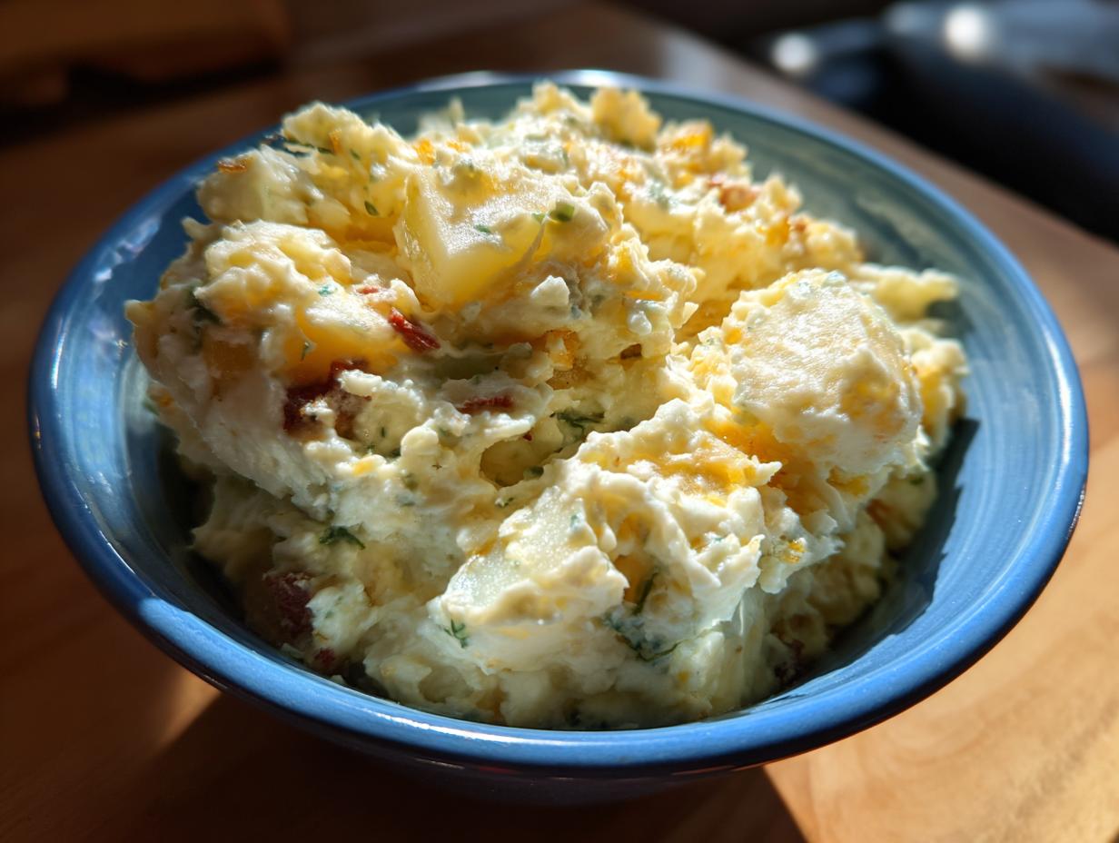 Close-up of a bowl of creamy Cheesy Colcannon Dip, a delicious appetizer.