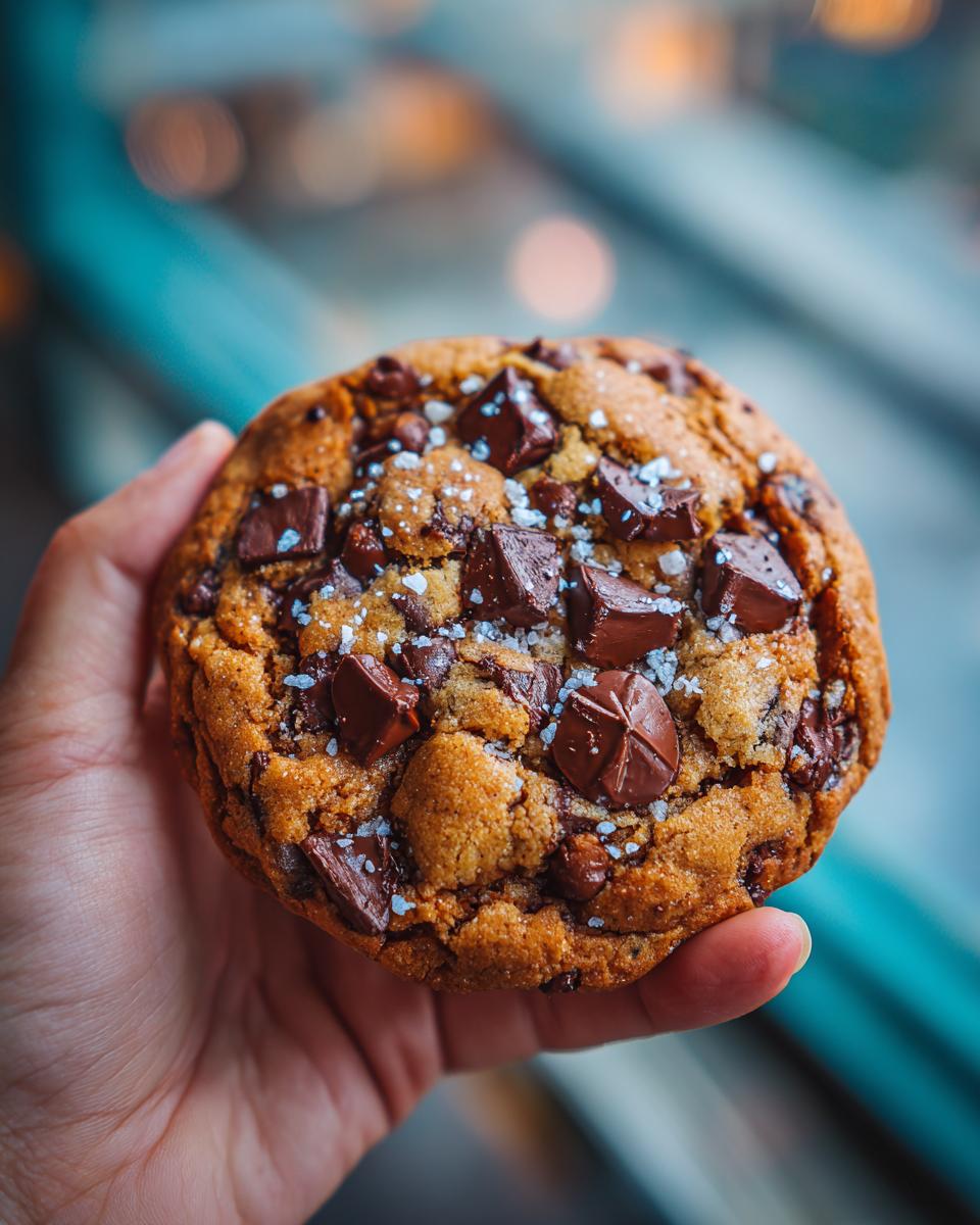 Close-up of a bakery-style chocolate chip cookie, perfect for This Tastes Like It Came from a Bakery.