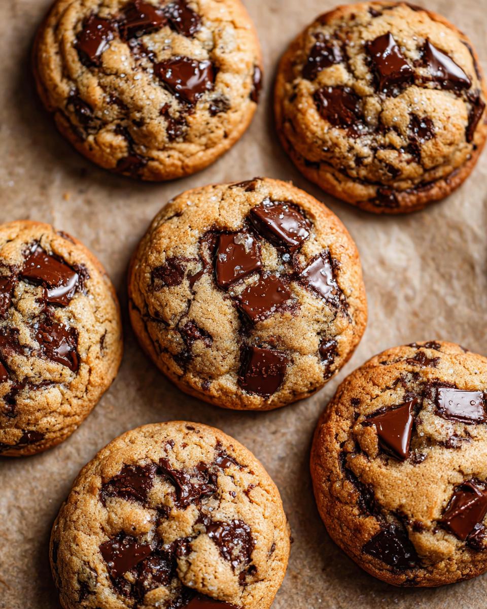 Overhead shot of chocolate chip cookies, demonstrating how this tastes like it came from a bakery.