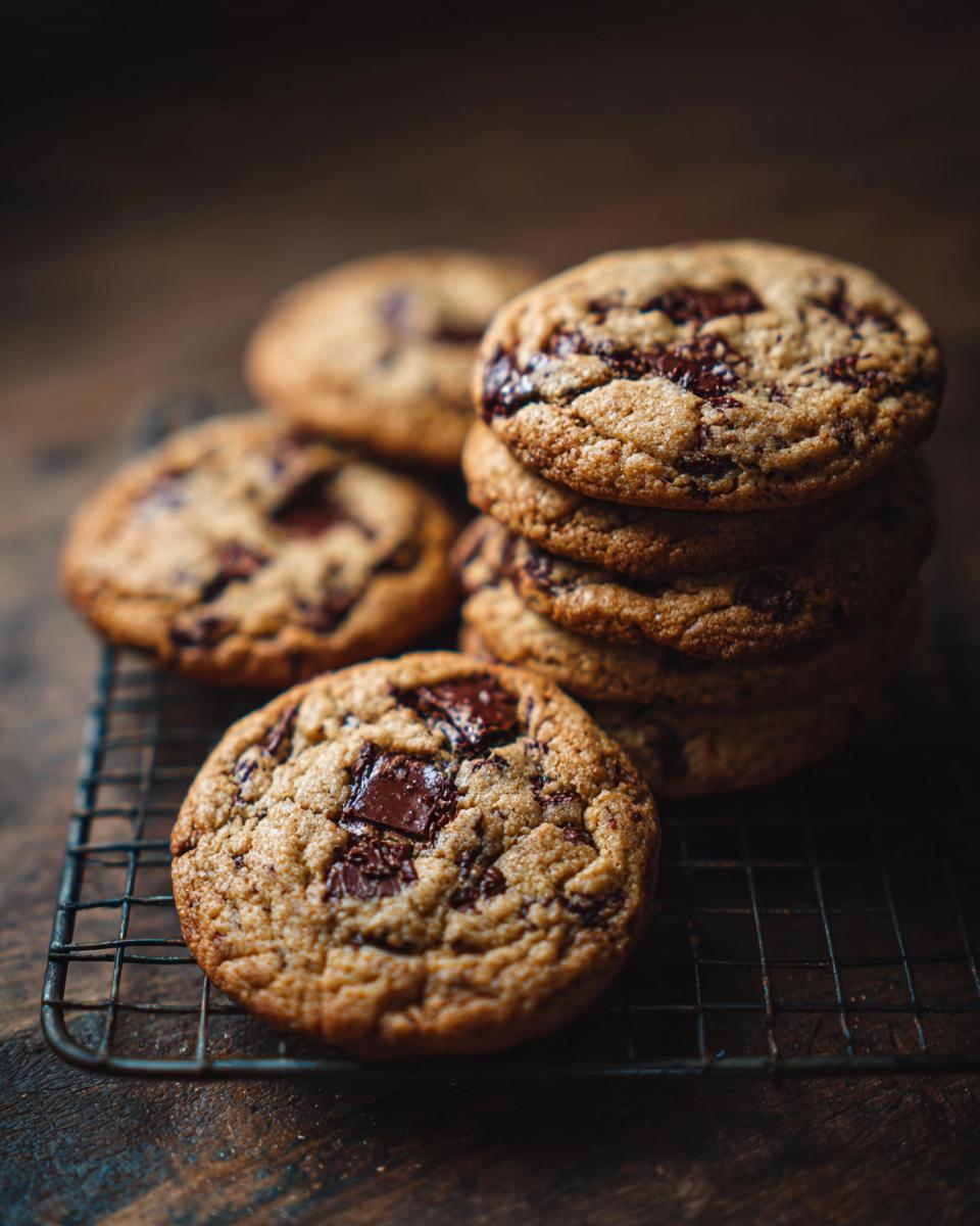 Close-up of a stack of chocolate chip cookies, perfect for a recipe that This Tastes Like It Came from a Bakery.