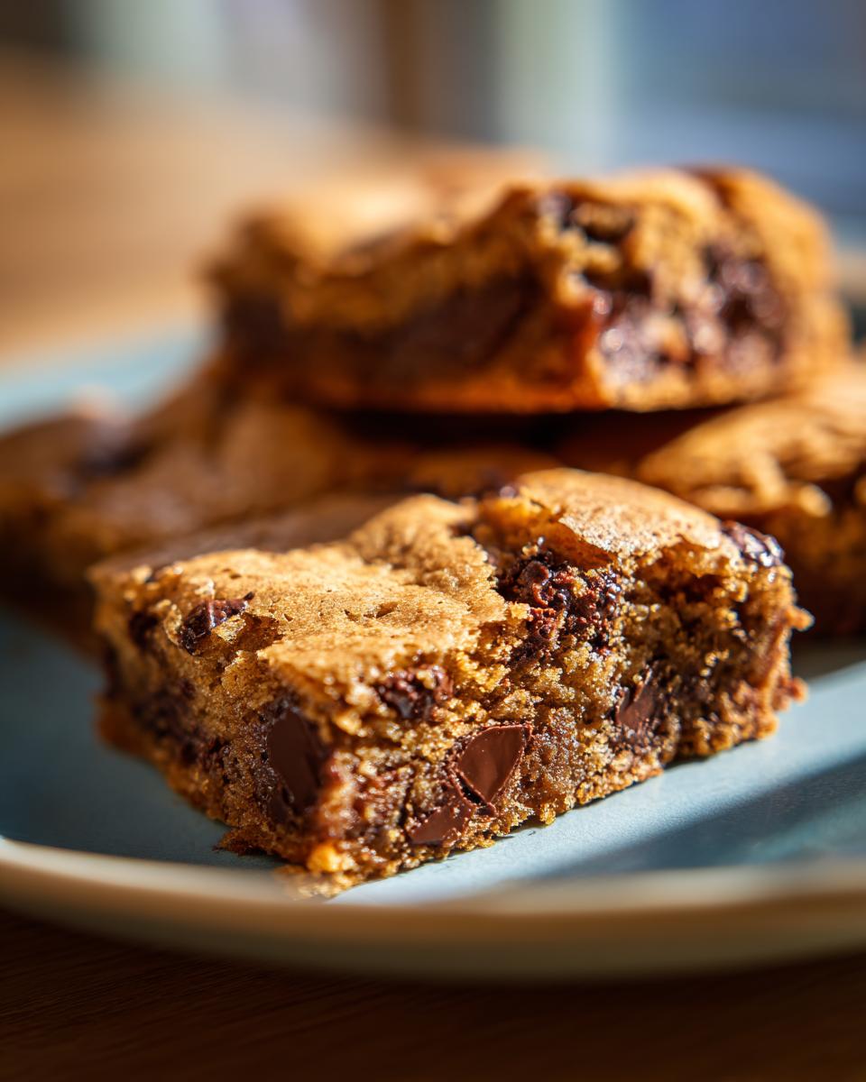 Close-up of a delicious bar with chocolate chips, These Bars Are Better Than Brownies.