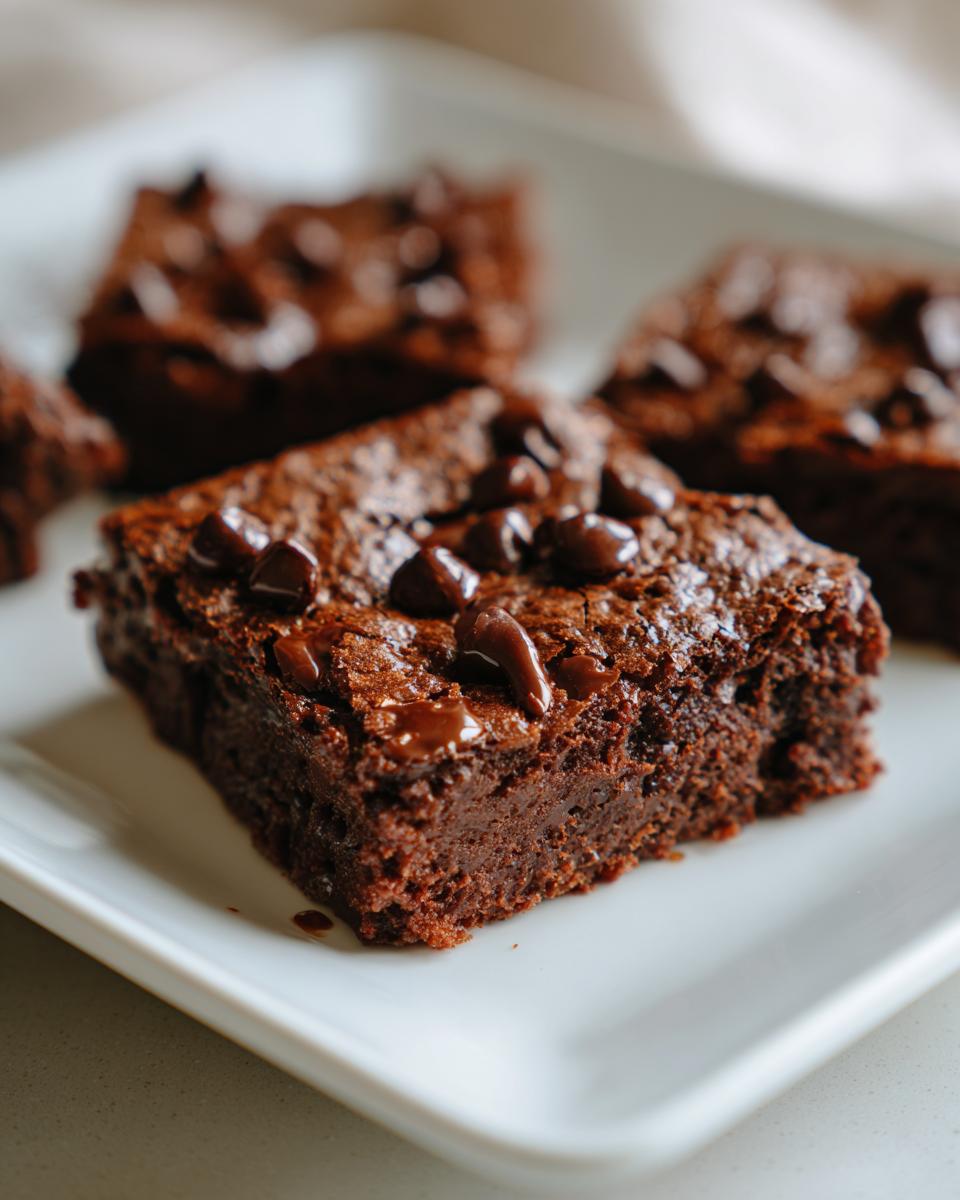 Close-up of rich, chocolate brownie slices, the dessert that feels illegal it’s so good.