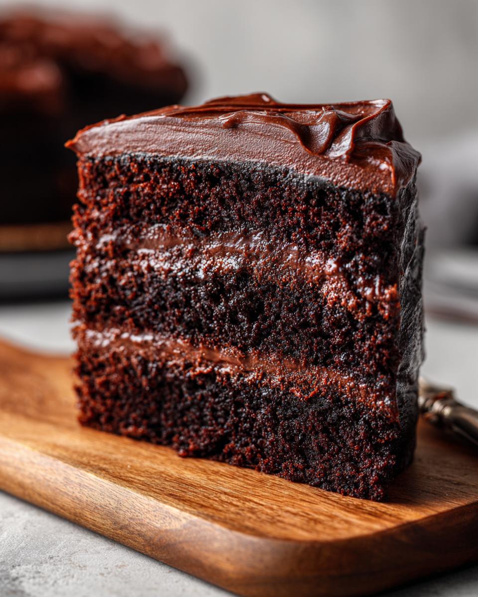 Close-up of a slice of rich chocolate cake, a treat for This Is What Chocolate Lovers Dream Of.