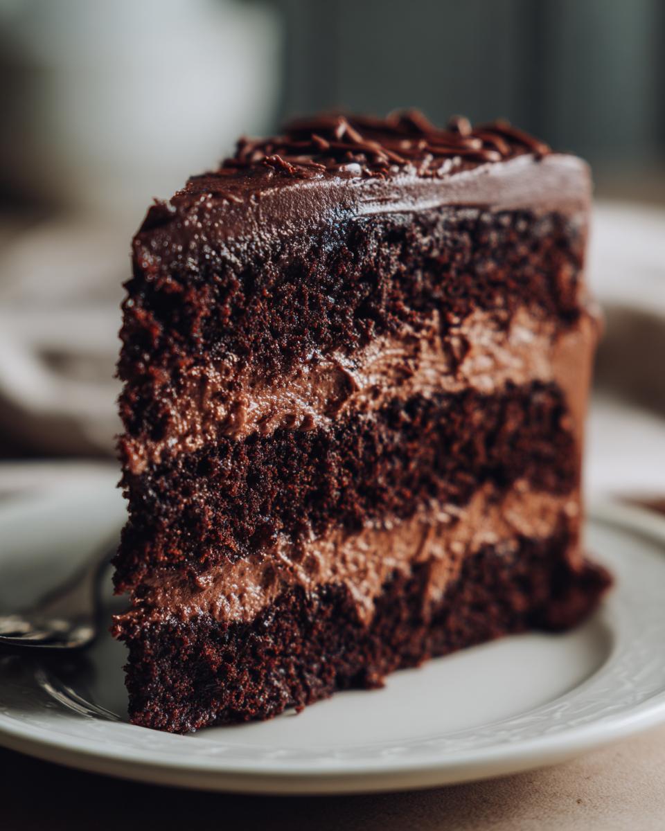 Close-up of a slice of chocolate cake, the ultimate This Is What Chocolate Lovers Dream Of.