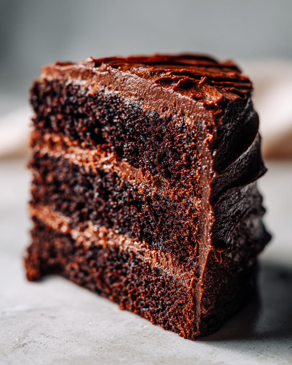 Close-up of a rich slice of chocolate cake, a treat that This Is What Chocolate Lovers Dream Of.