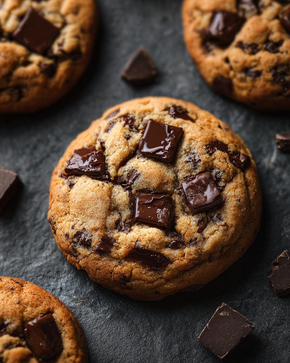 Close-up of a chocolate chip cookie, a sweet treat that belongs on every table.