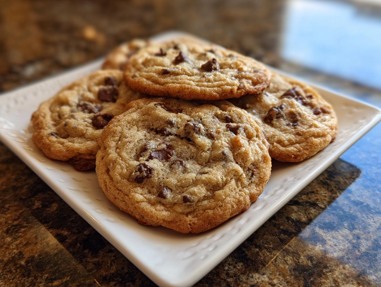Close-up of a plate of chocolate chip cookies, the perfect dessert to bring back childhood memories.