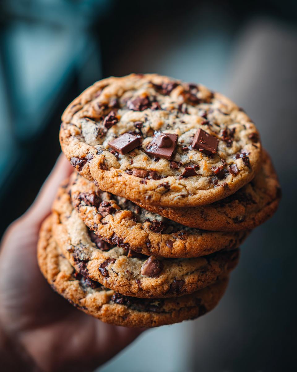 A stack of delicious chocolate chip cookies, perfect dessert for family gatherings.
