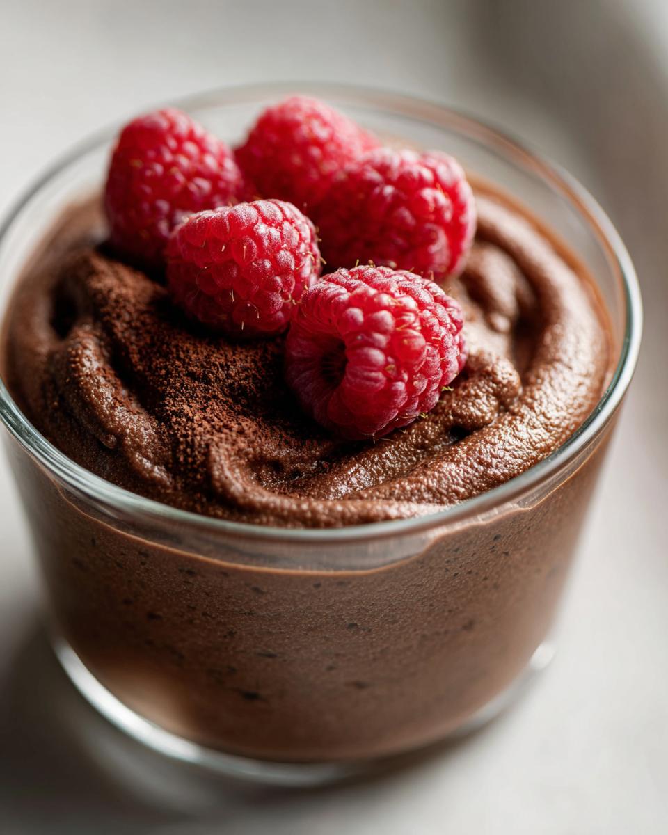 Close-up of a chocolate dessert with fresh raspberries, perfect for the simplest dessert with the biggest flavor.