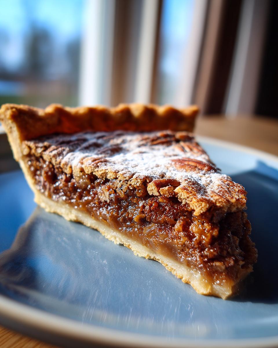 Close-up of a slice of Chocolate Pecan Pie, the dessert everyone asks for on holidays.