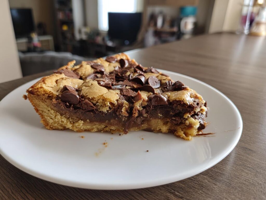 A delicious slice of dessert, featuring chocolate chips, perfect for 'This Dessert Is Almost Too Good to Share'.