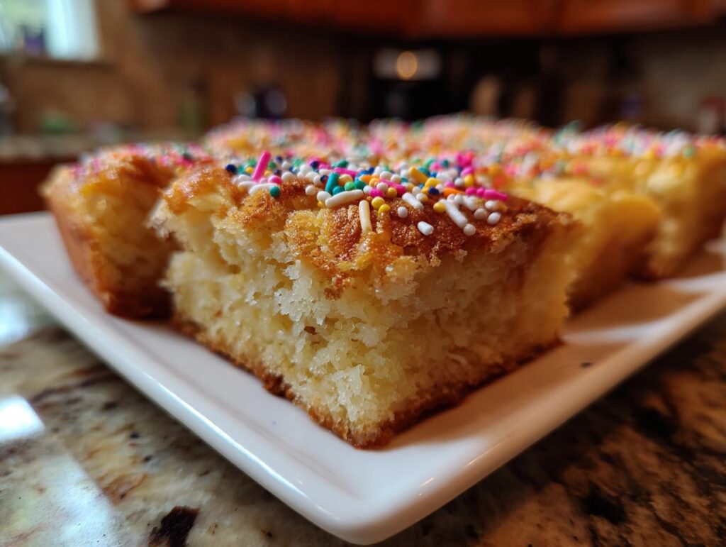 Slices of the easiest sweet treat on Facebook, topped with colorful sprinkles.