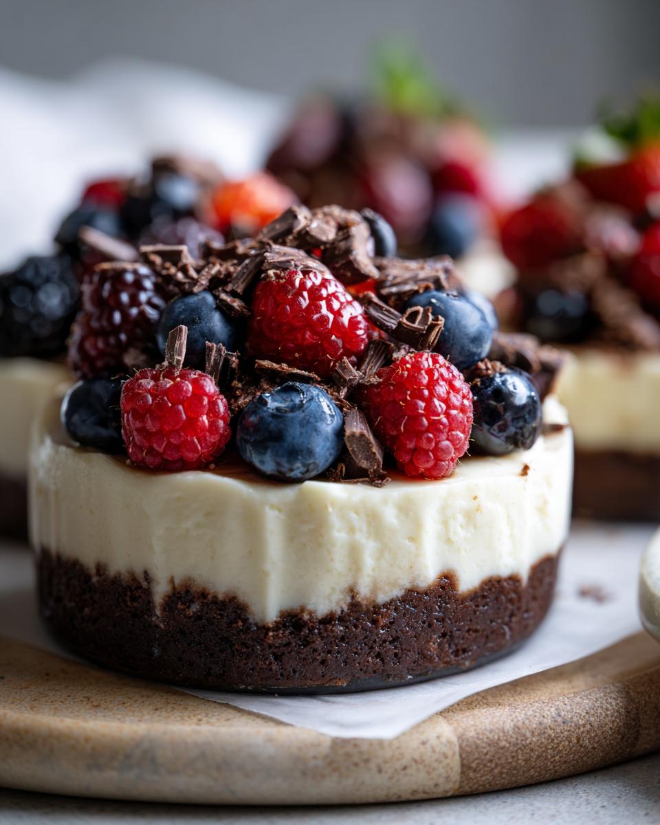 Close-up of an easy dessert with fresh berries and chocolate shavings, perfect for when you need a dessert that always impresses.
