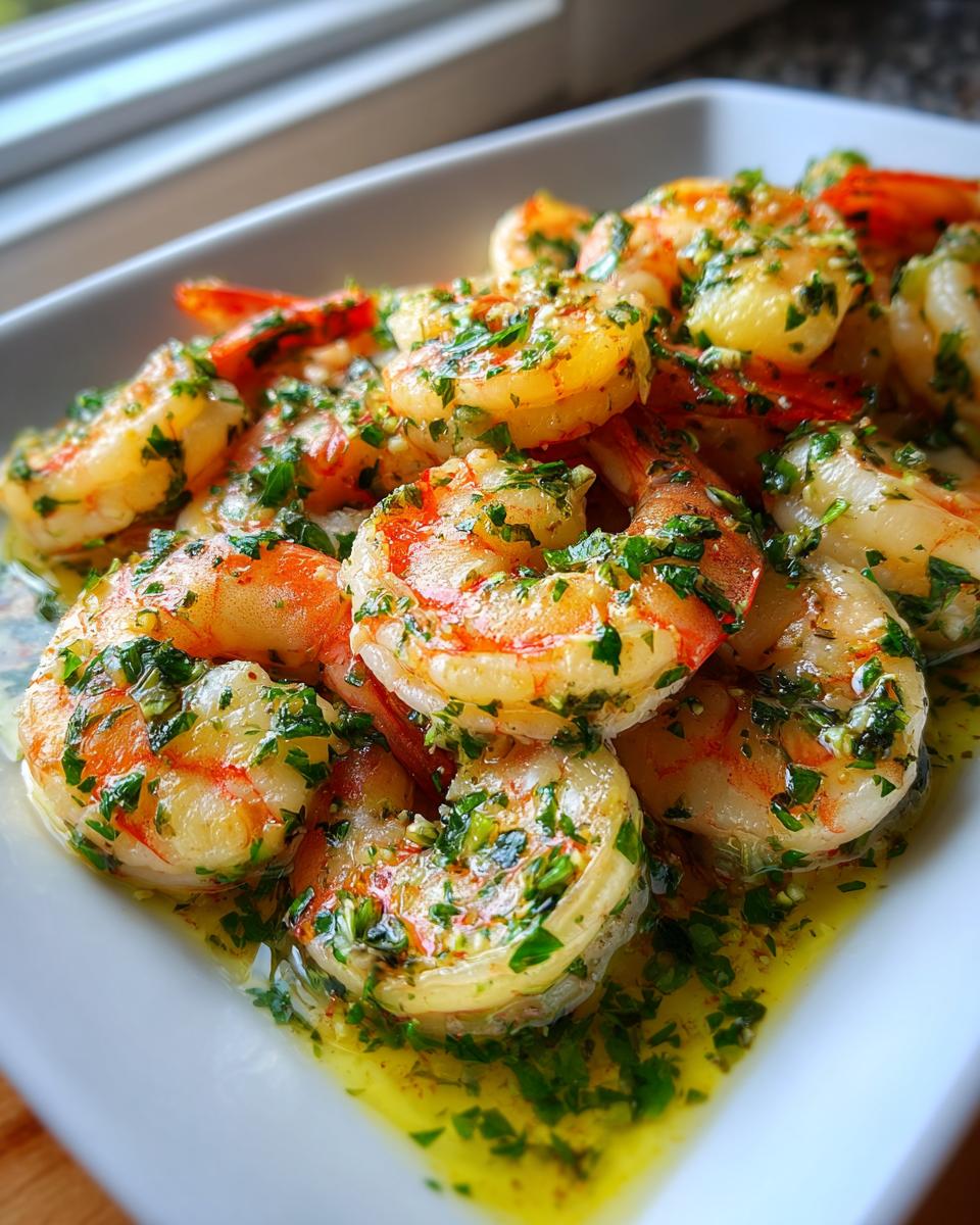 Close-up of garlic herb shrimp, a meal that takes minutes but tastes fancy.