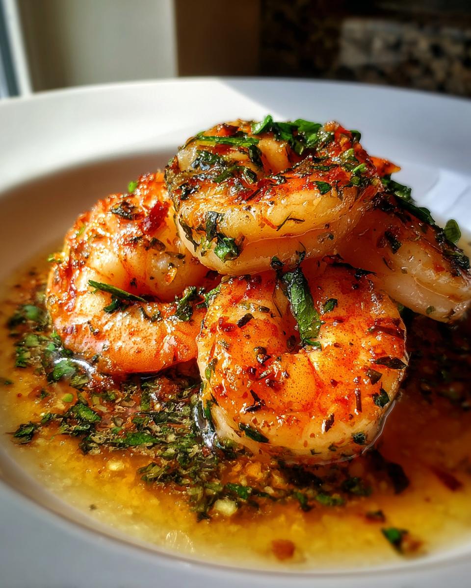 Close-up of cooked shrimp in a sauce, demonstrating the 'This Takes Minutes but Tastes Fancy' recipe.