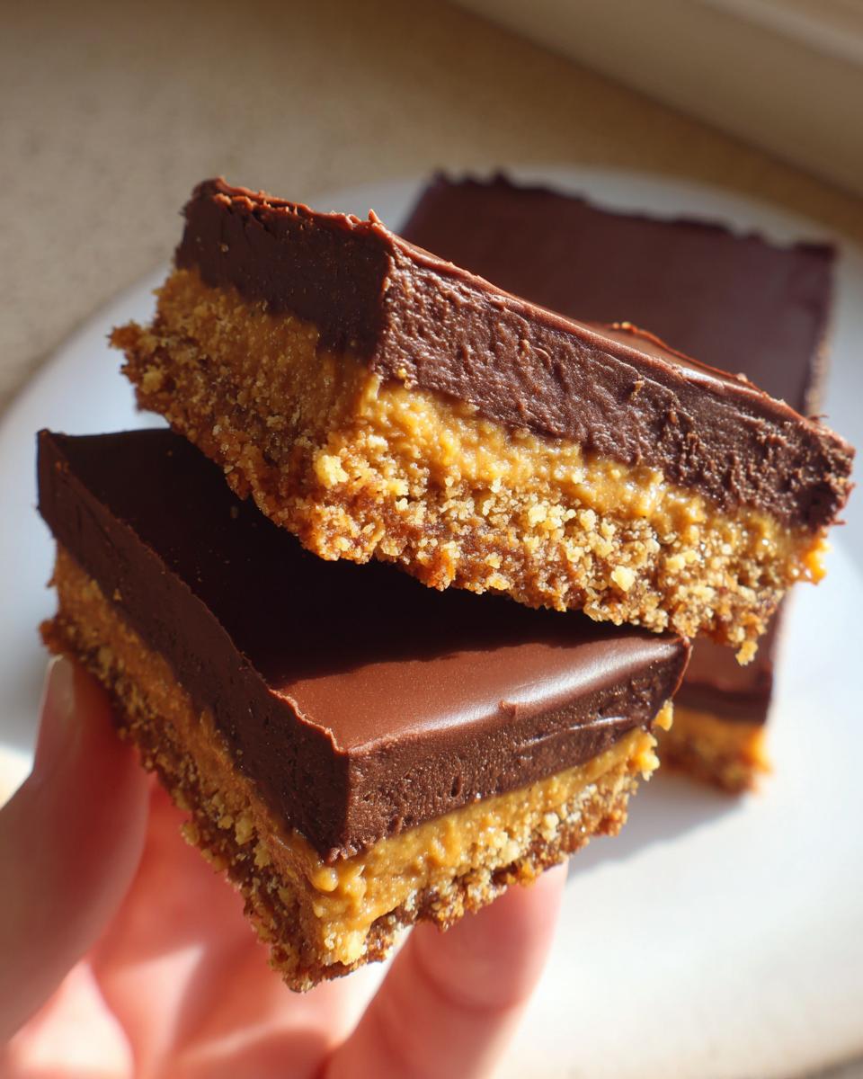 Close-up of layered dessert bars, perfect for the lazy dessert everyone needs right now.