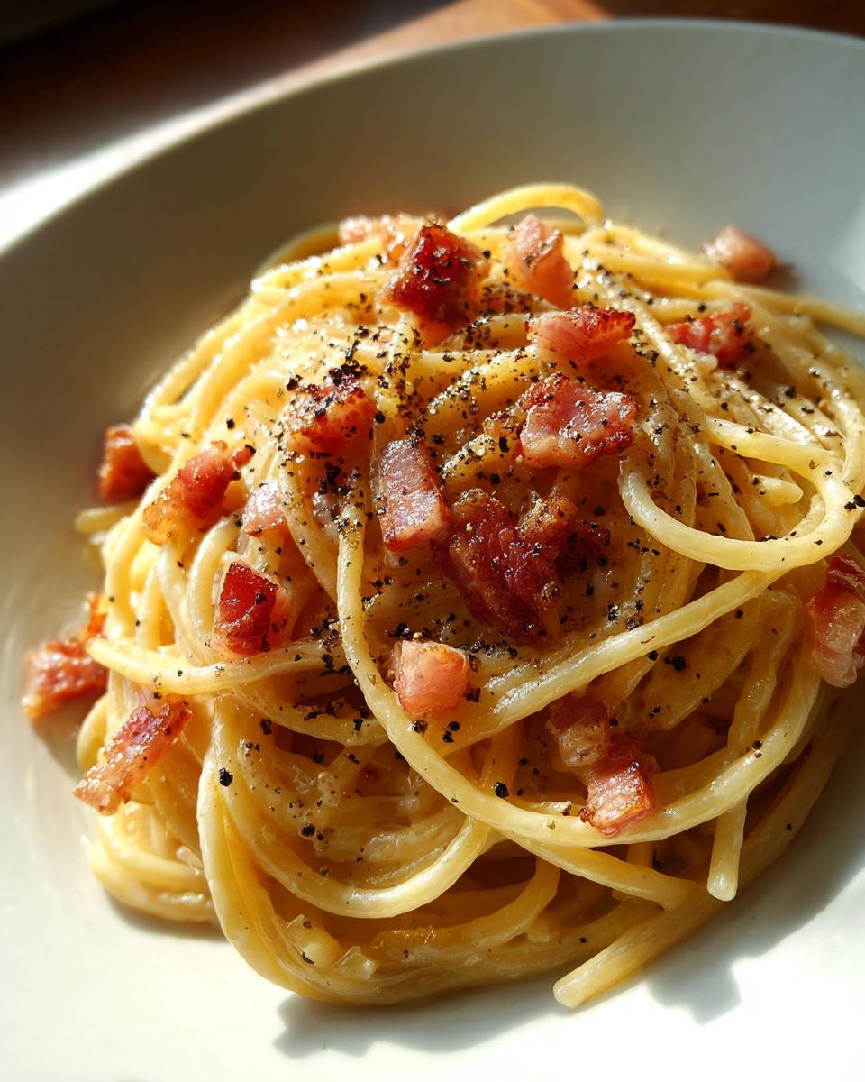 Delicious pasta dish with bacon and black pepper, featured in a recipe with millions of views online.
