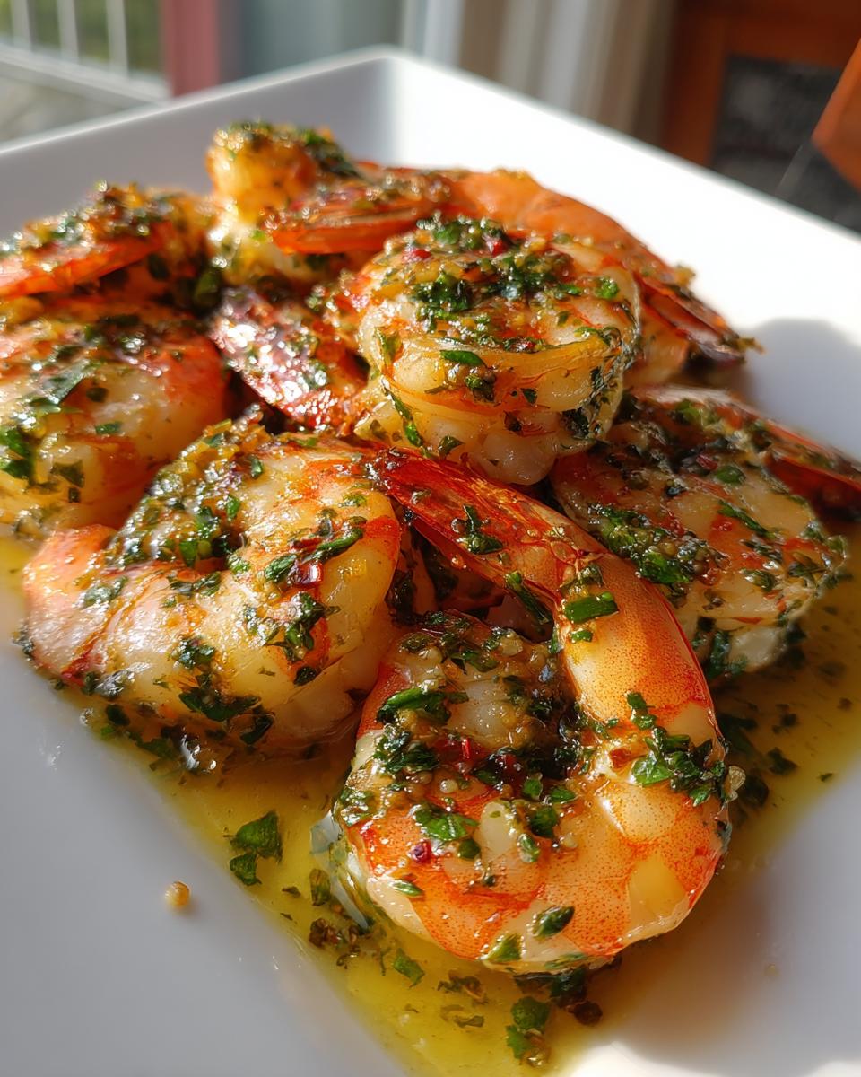 Close-up of cooked shrimp with herbs and sauce, a dish that takes minutes but tastes fancy.