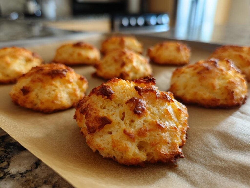 Close-up of freshly baked 3-Ingredient Tuna Cat Treats on parchment paper, ready to be enjoyed.