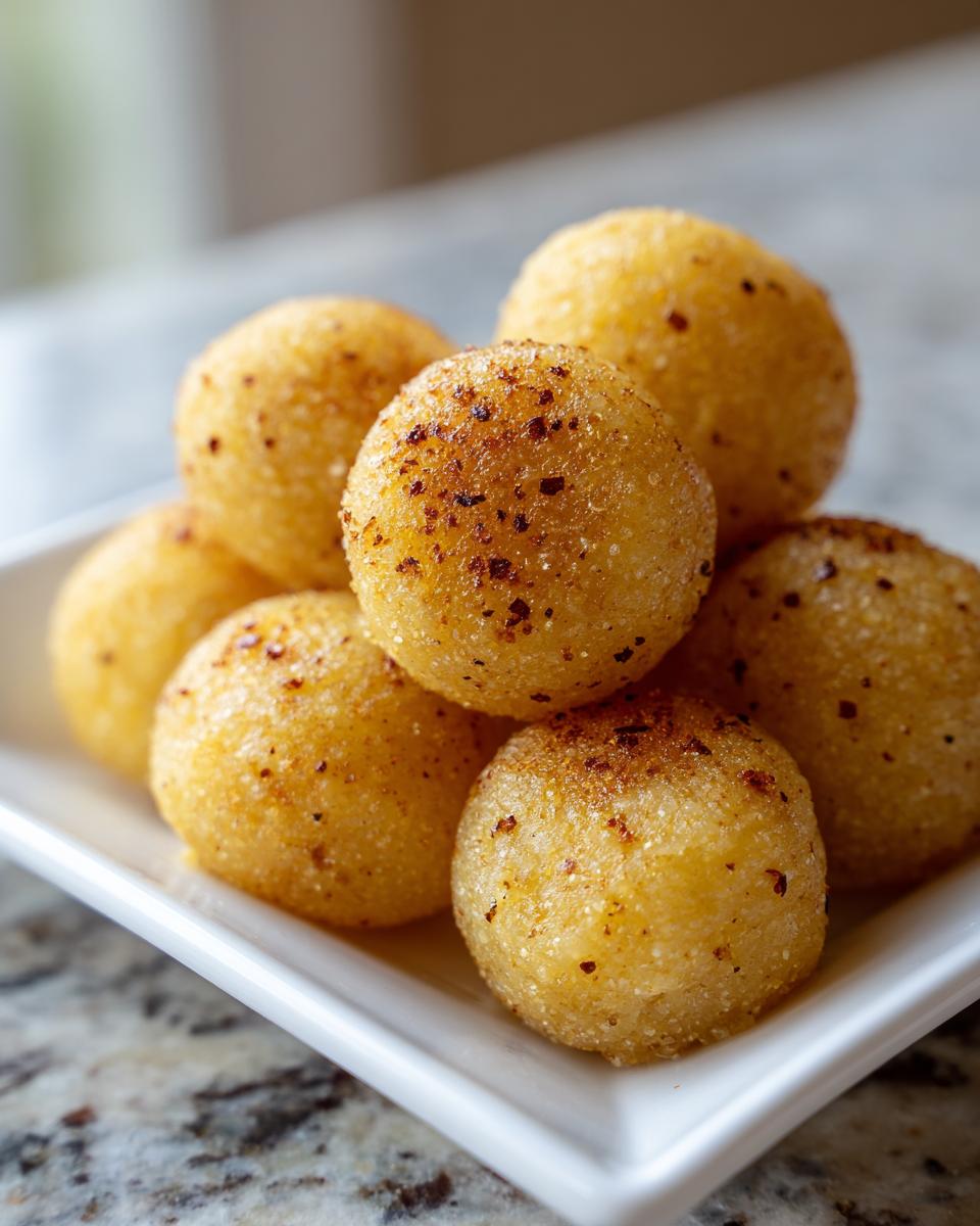 Close-up of a pile of golden, round Anti-Inflammatory Cat Treats on a white plate.