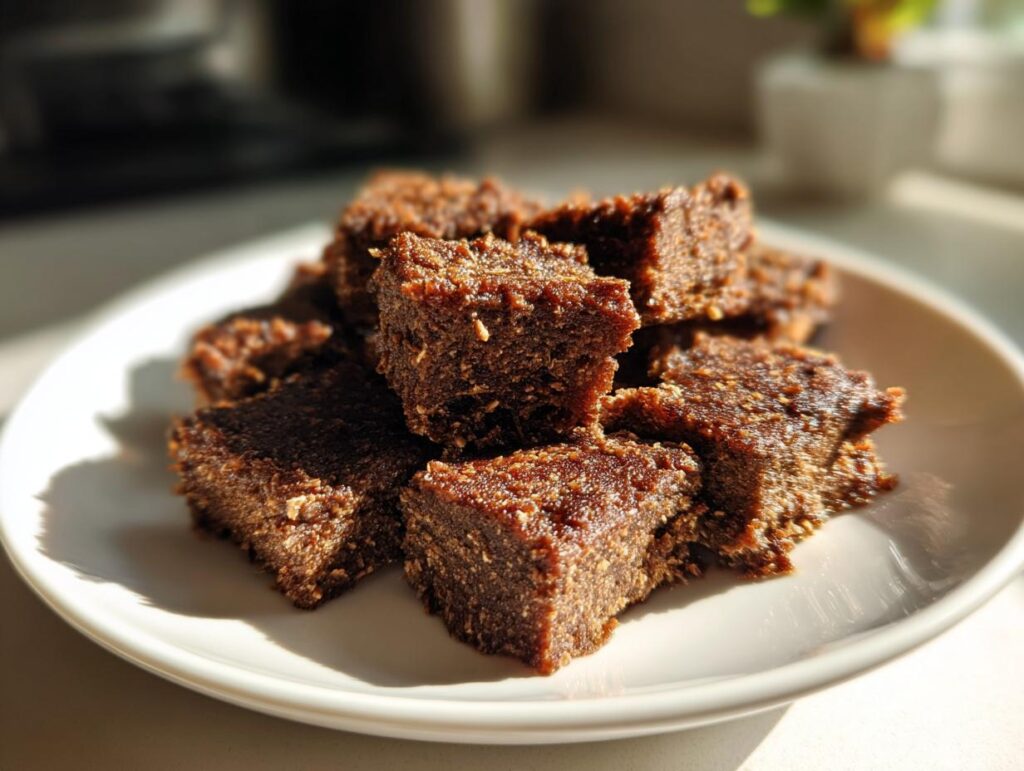 Pile of homemade Chicken Liver Cat Treats on a white plate, ready to be enjoyed.