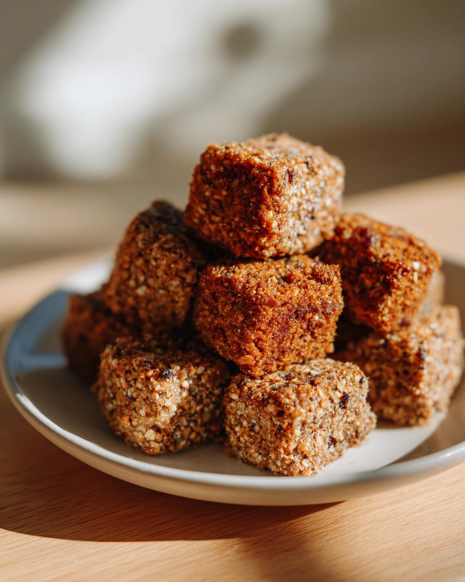 A stack of homemade Chicken Liver Cat Treats on a white plate, ready for your cat.