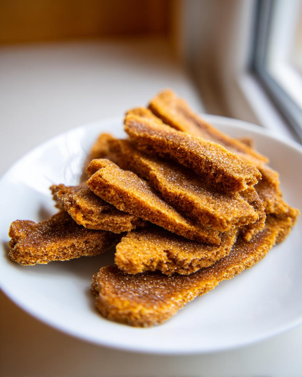 Close-up of a pile of Crunchy Oven-Baked Cat Treats on a white plate, ready to be enjoyed.
