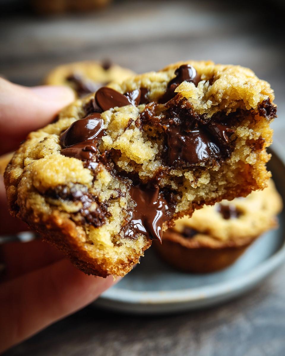 Close-up of a gooey chocolate cookie cup, showcasing the melty chocolate center. This is the ultimate Gooey Cookie Cup Hack!