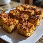 Close-up of square Grain-Free Cat Treats on a white plate, perfect for your feline friend.