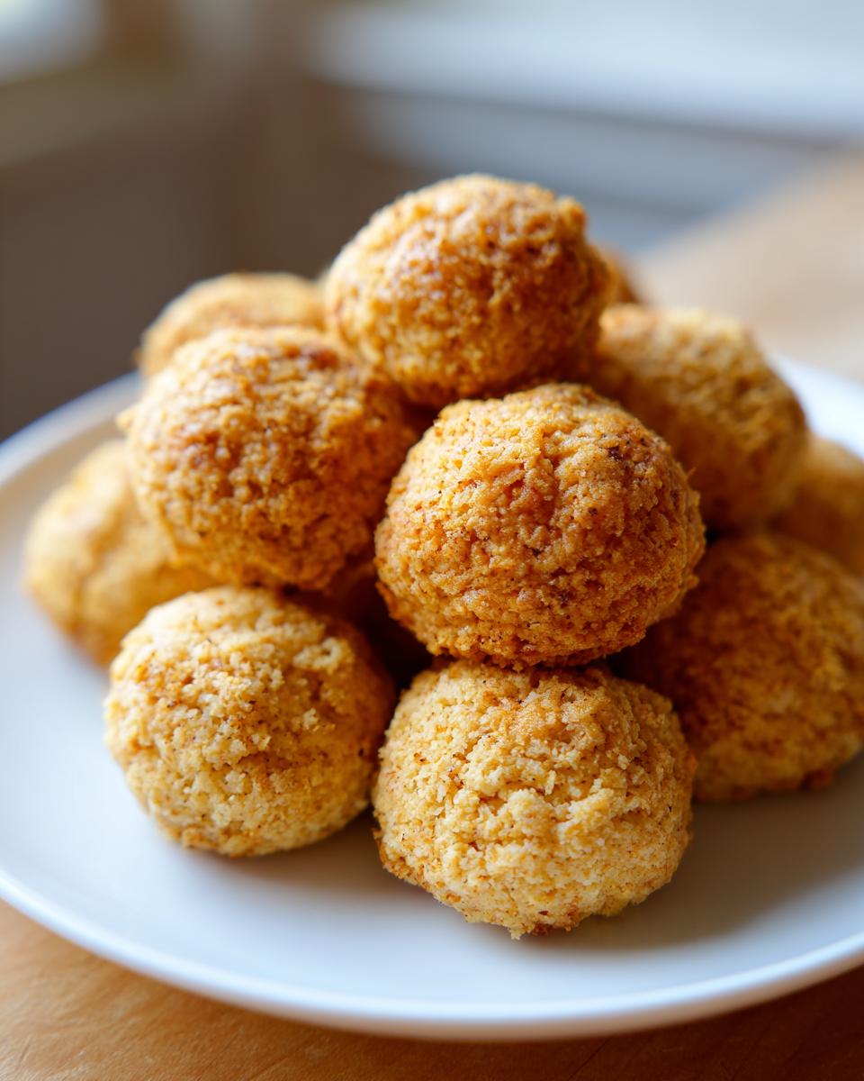 Pile of freshly baked Grain-Free Fish Cat Treats on a white plate, ready to be enjoyed by your cat.