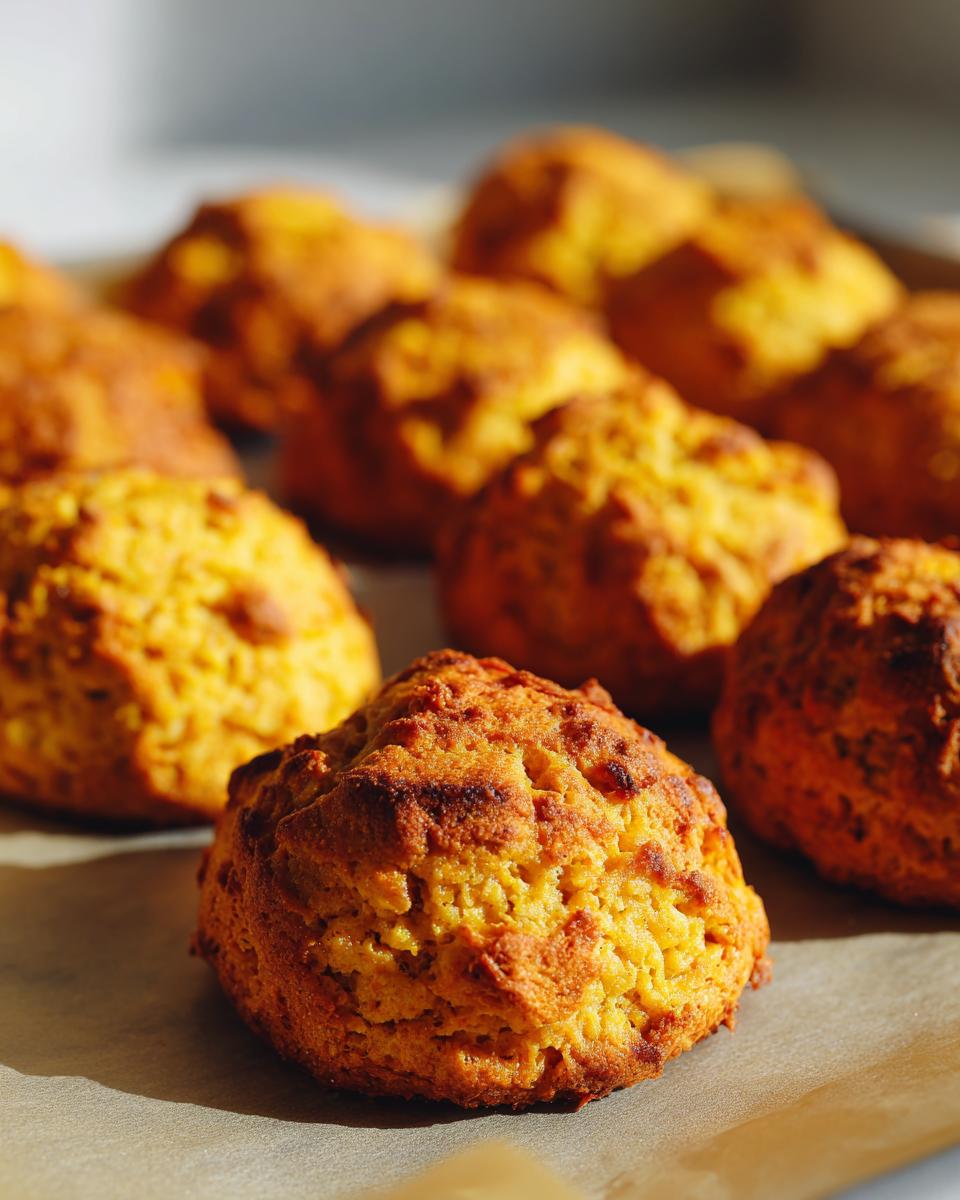 Close-up of freshly baked hypoallergenic cat treats on parchment paper, golden brown and textured.
