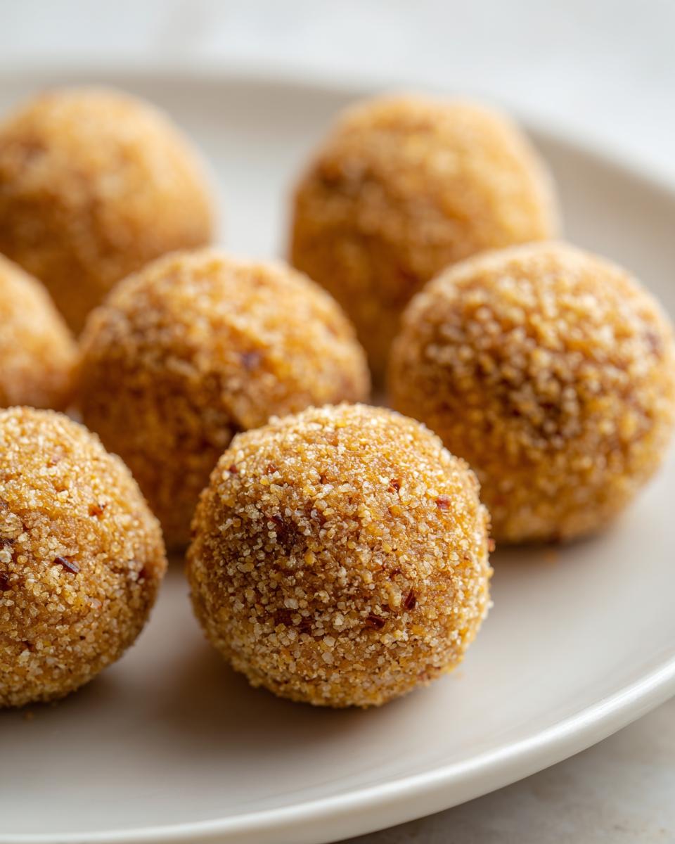 Close-up of several No-Bake Cat Treat Balls on a white plate, ready to be enjoyed by your feline friend.